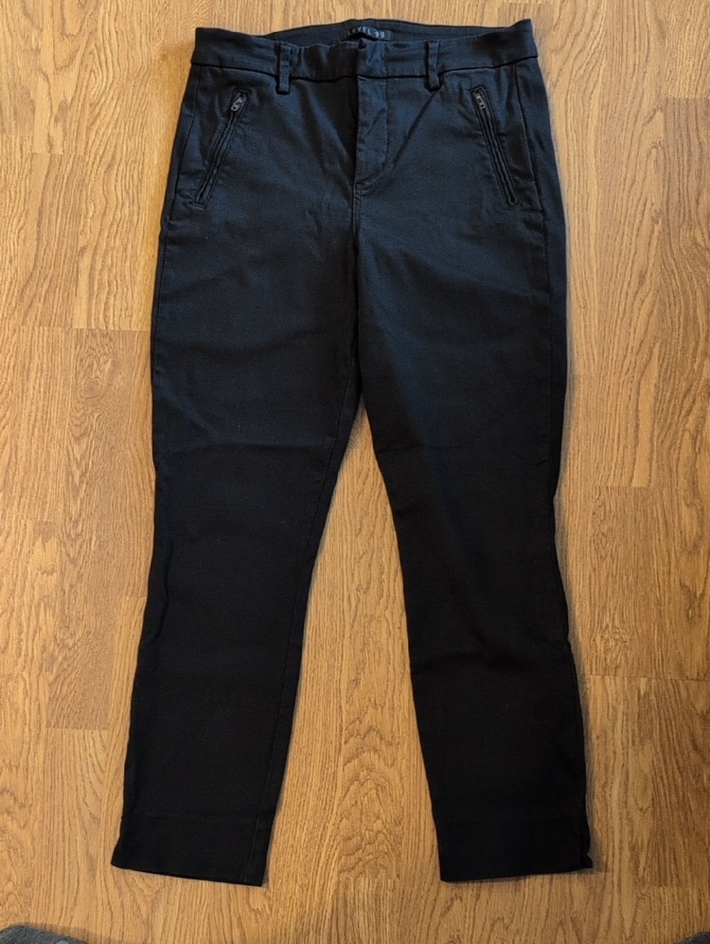 Level 99 Black Ankle Slim Chinos